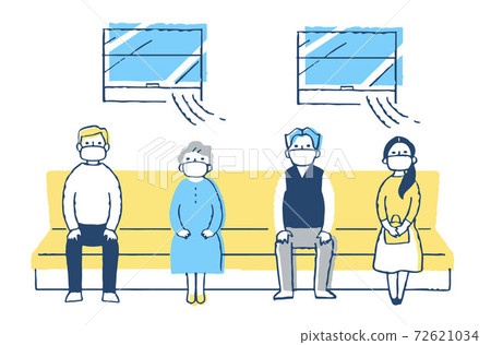 Infectious disease prevention measures: People who sit at regular intervals on the train Infectious disease prevention measures: People who sit at regular intervals on the train 72621034