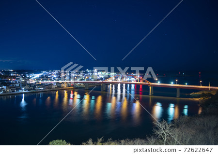 晚上的Kaimonbashi Kaimonbashi一流的河中川川口晴空建築橋樑茨城縣折內町 晚上的Kaimonbashi Kaimonbashi一流的河中川川口晴空建築橋樑茨城縣折內町 72622647