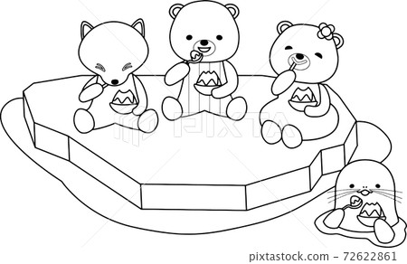 Arctic animals eating shaved ice Arctic animals eating shaved ice 72622861