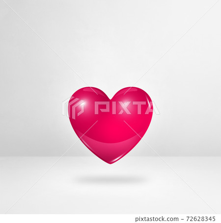 3D pink heart on a white studio background - Stock Illustration ...