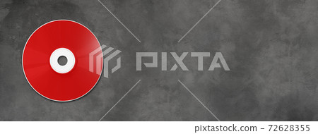 Red CD - DVD mockup template isolated on concrete background banner 72628355