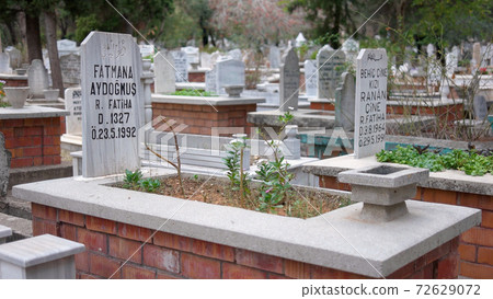 Graves with headstones at Muslim cemetery. Graves with headstones at Muslim cemetery. 72629072
