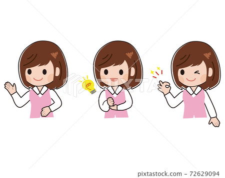 Female clerk in various poses Female clerk in various poses 72629094
