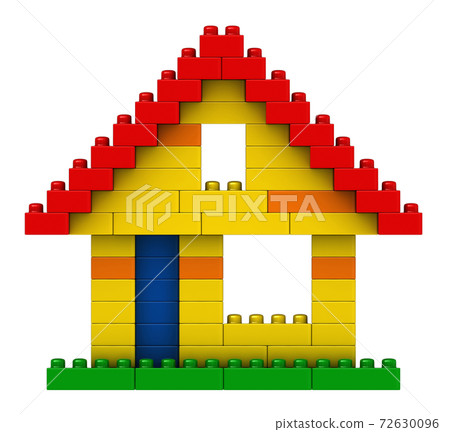 Abstract house from plastic building blocks 72630096