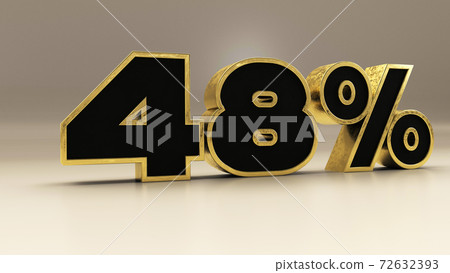 48 percent 3d gold and black luxury text isolated on white, 3d render illustration 48 percent 3d gold and black luxury text isolated on white, 3d render illustration 72632393