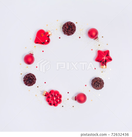 Christmas wreath made of red baubles Christmas wreath made of red baubles 72632436