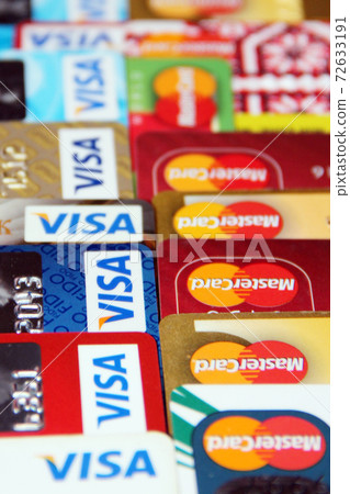 credit cards with VISA and MasterCard brand logos 72633191