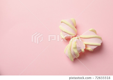 Sweet marshmallow on pink background, space for text Sweet marshmallow on pink background, space for text 72633318