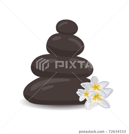 SPA, stone therapy, cosmetology and massage. Massage stones on a white background. Vector illustration isolated. SPA, stone therapy, cosmetology and massage. Massage stones on a white background. Vector illustration isolated. 72634533