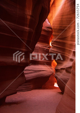 Beautiful light among the sandstone walls of Antelope Canyon Beautiful light among the sandstone walls of Antelope Canyon 72635754