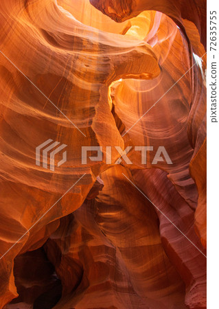 Beautiful light among the sandstone walls of Antelope Canyon Beautiful light among the sandstone walls of Antelope Canyon 72635755