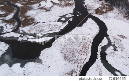 Aerial landscape of natural river in winter Aerial landscape of natural river in winter 72636665