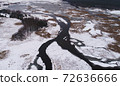 Aerial landscape of natural river in winter 72636666