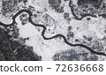 Aerial landscape of natural river in winter 72636668