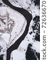 Aerial landscape of natural river in winter 72636670