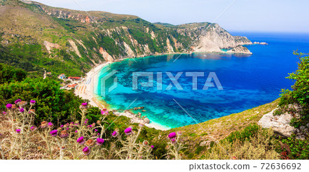 amazing beaches of Greece - beautiful Petani in Cefalonia island 72636692