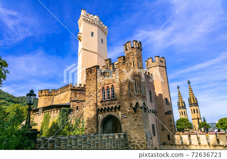 Landmarks of Germany -medieval castle Stolzenfels in legendary Rhine river. Landmarks of Germany -medieval castle Stolzenfels in legendary Rhine river. 72636723