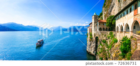 Picturesque monastery Eremo di santa Caterina in beautiful lake lago Maggiore. Italy Picturesque monastery Eremo di santa Caterina in beautiful lake lago Maggiore. Italy 72636731