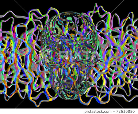 Abstract Skull Head with Worms, 3d illustration 72636880