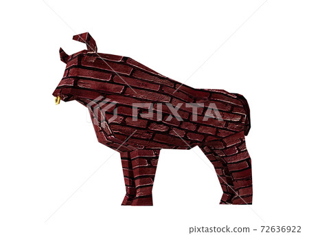 Simplified polygonal Brick Bull, a symbol of the new year 2021, 3d render Simplified polygonal Brick Bull, a symbol of the new year 2021, 3d render 72636922