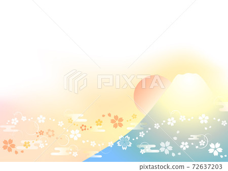New Year Material 1 Sakura and Mt. Fuji First Sunrise 72637203