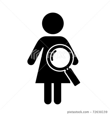 Female icon pictogram examined with magnifying glass 72638139