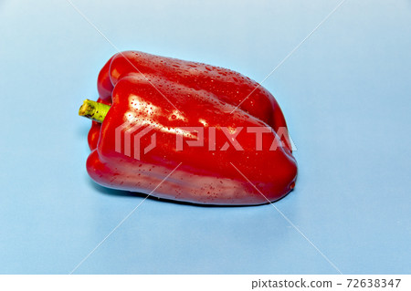 Red paprika harvested in the vegetable garden 72638347