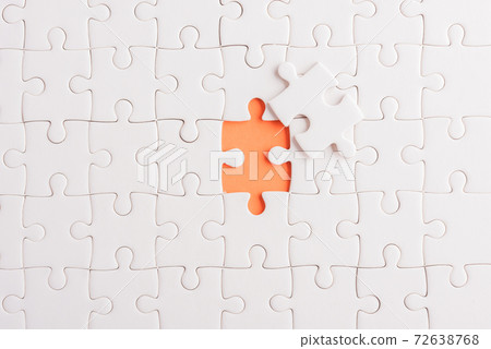 white jigsaw puzzle game texture incomplete or missing piece 72638768