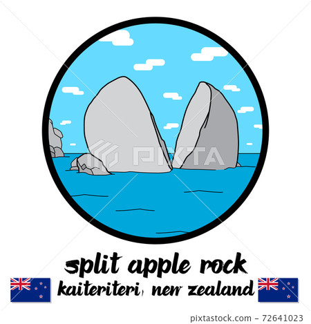 Circle Icon Split Apple Rock. Vector Illustration 72641023