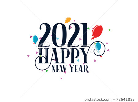 Happy New Year 2021.New year celebration. Celebration typography poster, banner or greeting card 72641852