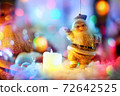 digital illustration of Santa Claus Candles On Snow. 72642525