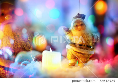 digital illustration of Santa Claus Candles On Snow. 72642525