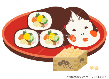 Setsubun Ehomaki, Otafuku-san and beans 72643314
