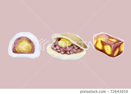 Chestnut Daifuku Chestnut Dorayaki Chestnut Yokan Analog Watercolor 72643859