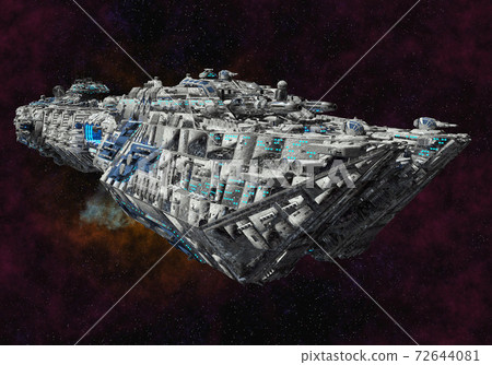 Future spaceship in deep space 3d illustration 72644081