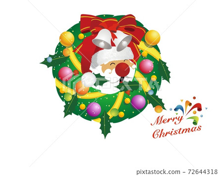 christmas wreath with santa claus on white background. christmas wreath with santa claus on white background. 72644318