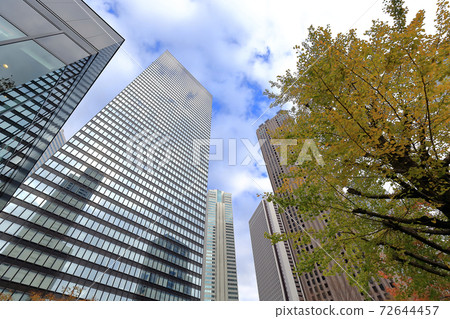 Tokyo walk near Nishi-Shinjuku Chuo-dori in autumn 72644457