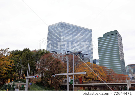 Walk in Tokyo, Nishi-Shinjuku in autumn, near the intersection in front of Shinjuku Chuo Park 72644471