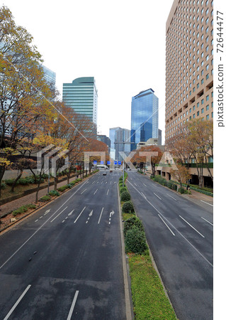 Walk in Tokyo, Nishi-Shinjuku in autumn, near the intersection in front of Shinjuku Chuo Park 72644477
