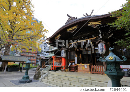 Tokyo walk, autumn Nishi-Shinjuku, near Shinjuku Central Park, Kumano Shrine 72644491