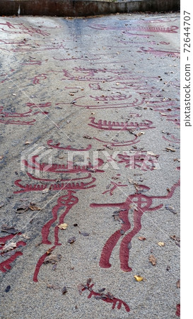 Tanum, Sweden, October 28, 2020. Prehistoric rock carvings dating back to the Bronze Age Tanum, Sweden, October 28, 2020. Prehistoric rock carvings dating back to the Bronze Age 72644707