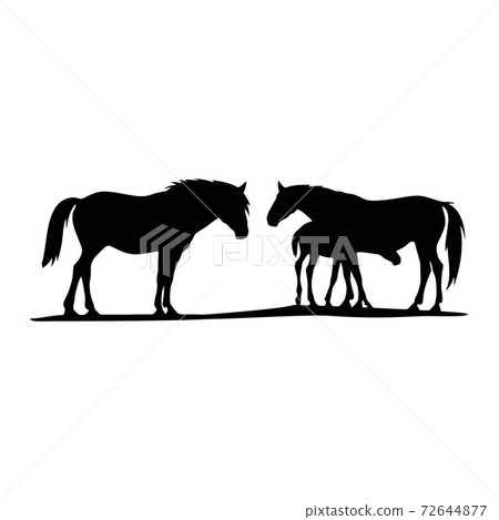 Horse, Mare and foal - horse family Wildlife Stencils - forest Silhouettes vector Horse, Mare and foal - horse family Wildlife Stencils - forest Silhouettes vector 72644877
