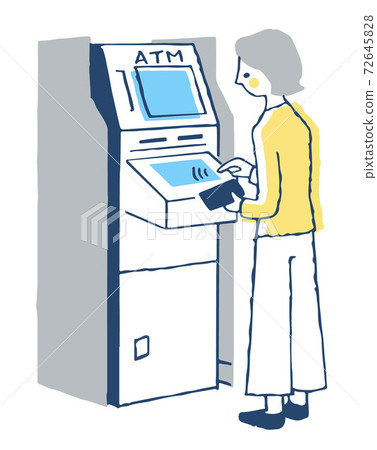 女人操作自動取款機 72645828