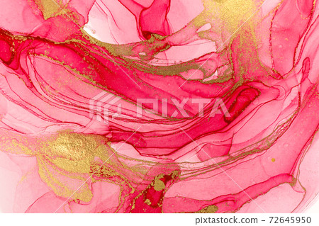 Abstract layers of pink paint background. Pink and gold watercolor pattern. 72645950