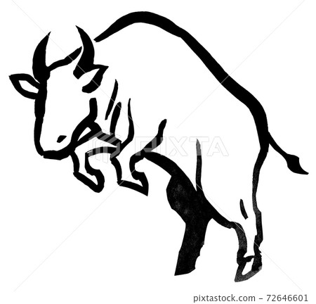 Ink painting, dynamic cow illustration 04 72646601