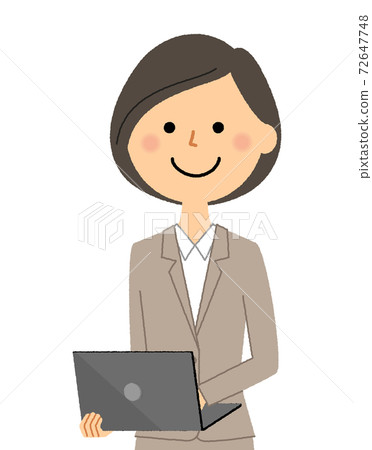 Woman in suit with laptop 72647748