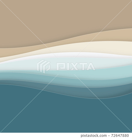 剪紙紙模型海浪，沙灘和大海[1：1] 72647880