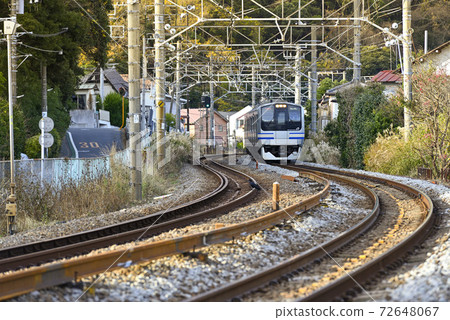 橫須賀線[E217系列]從福州十字路口[秋天]在鎌倉站附近 72648067