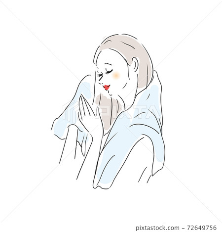 Beautiful woman wiping her hair after washing her hair 72649756