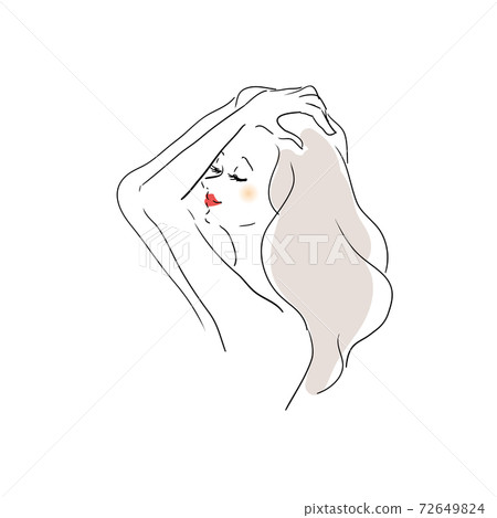 Woman trimming hair with a hand comb 72649824